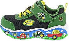 Skechers x John Deere Toddler Sneakers Size 9 Green Black Light-Up Hook Loop