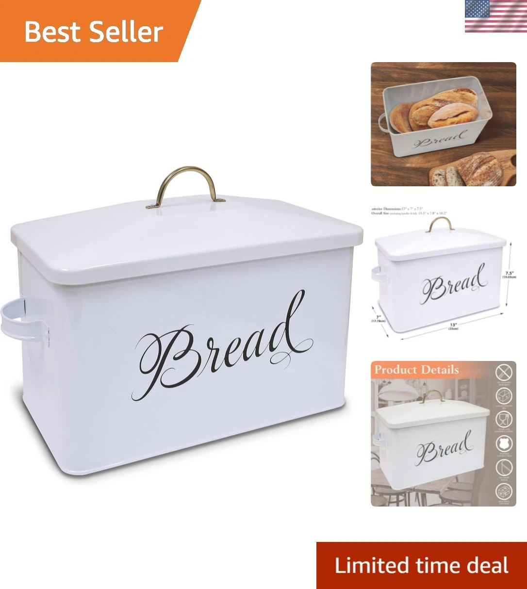 Durable White Alloy Steel Bread Bin with Controlled Air Flow, Perfect for Home