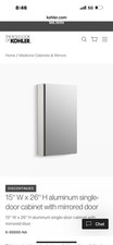 Kohler K-56001-NA Embark 15" x 26" Frameless Single Door Medicine Cabinet