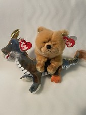 Ty Beanie Baby Zodiac Dragon and Dog Set 2000 Retired Mint Condition with Tags