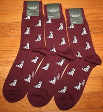 3 Pair NEW NWT Mens J.Crew J Crew Casual Dress Socks HUSKY DOGS Sangria Red B7