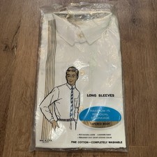 Vtg 50s Glenn Gregg Dress Shirt Snap Tab Collar Cotton White NOS Small Men 14 32