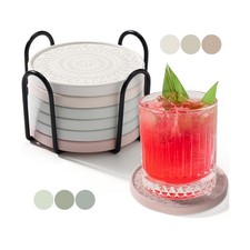 Photect Diatomaceous Earth Coasters Set with Holder Absorbent S... FAST USA SHIP