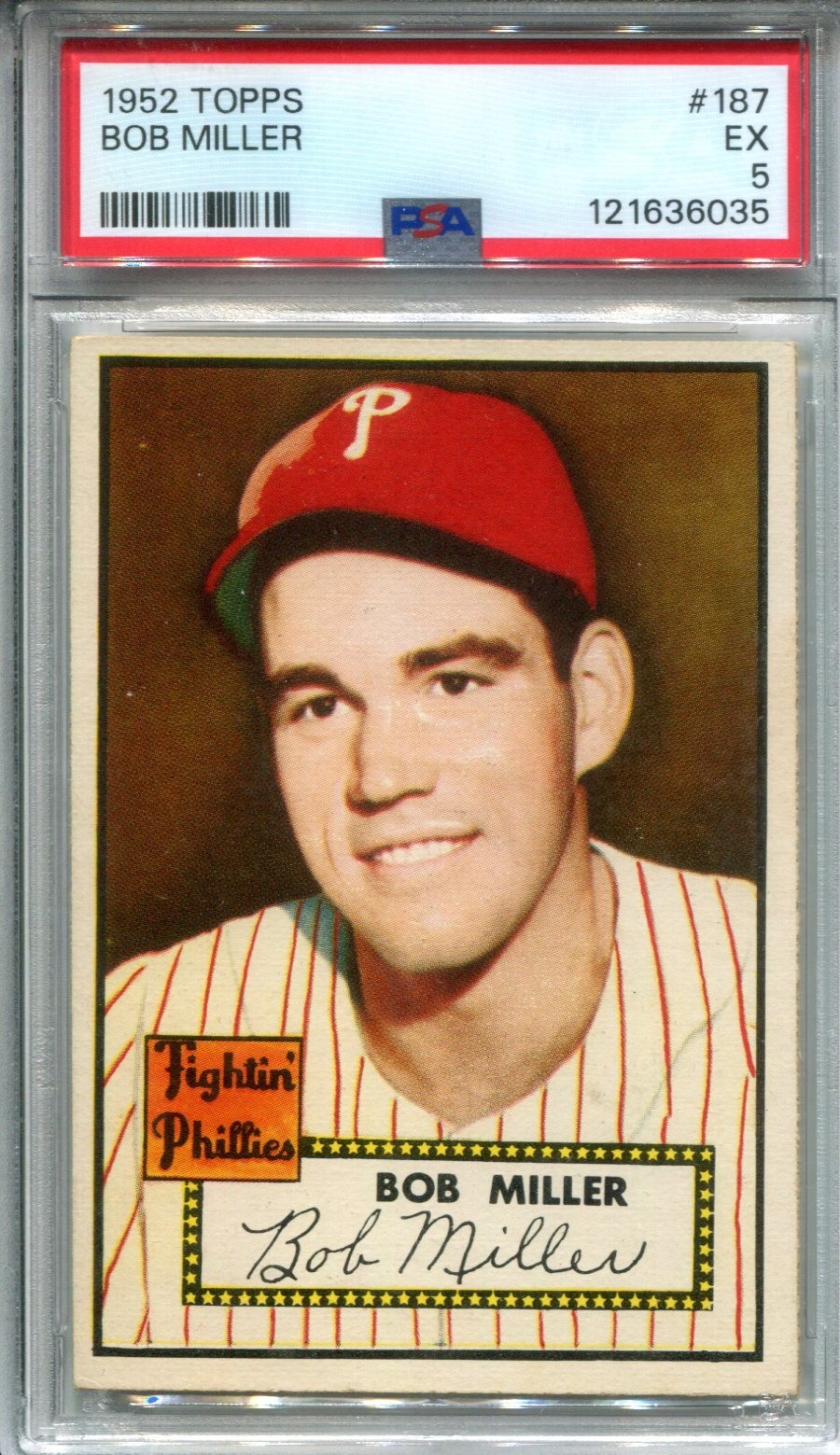 1952 TOPPS BOB MILLER PSA 5 EX - #187