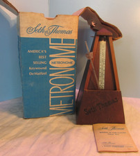 Seth Thomas Vintage Wood Metronome Model 1108 Wind Up Mechanical USA W/BOX