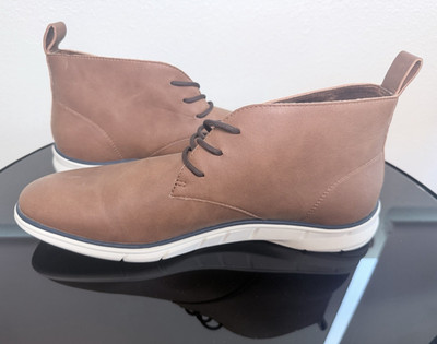 ALDO Men's Brown Faux Leather Chukka Boots Lace-Up Round Toe US 11 EU 44