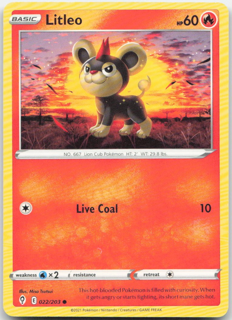 Litleo 022/203 Common Evolving Skies Pokemon Near Mint