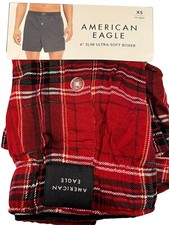 NWT AMERICAN EAGLE Slim Ultra Soft Boxer XS-S-M-L-XL Red Green Plaid 21