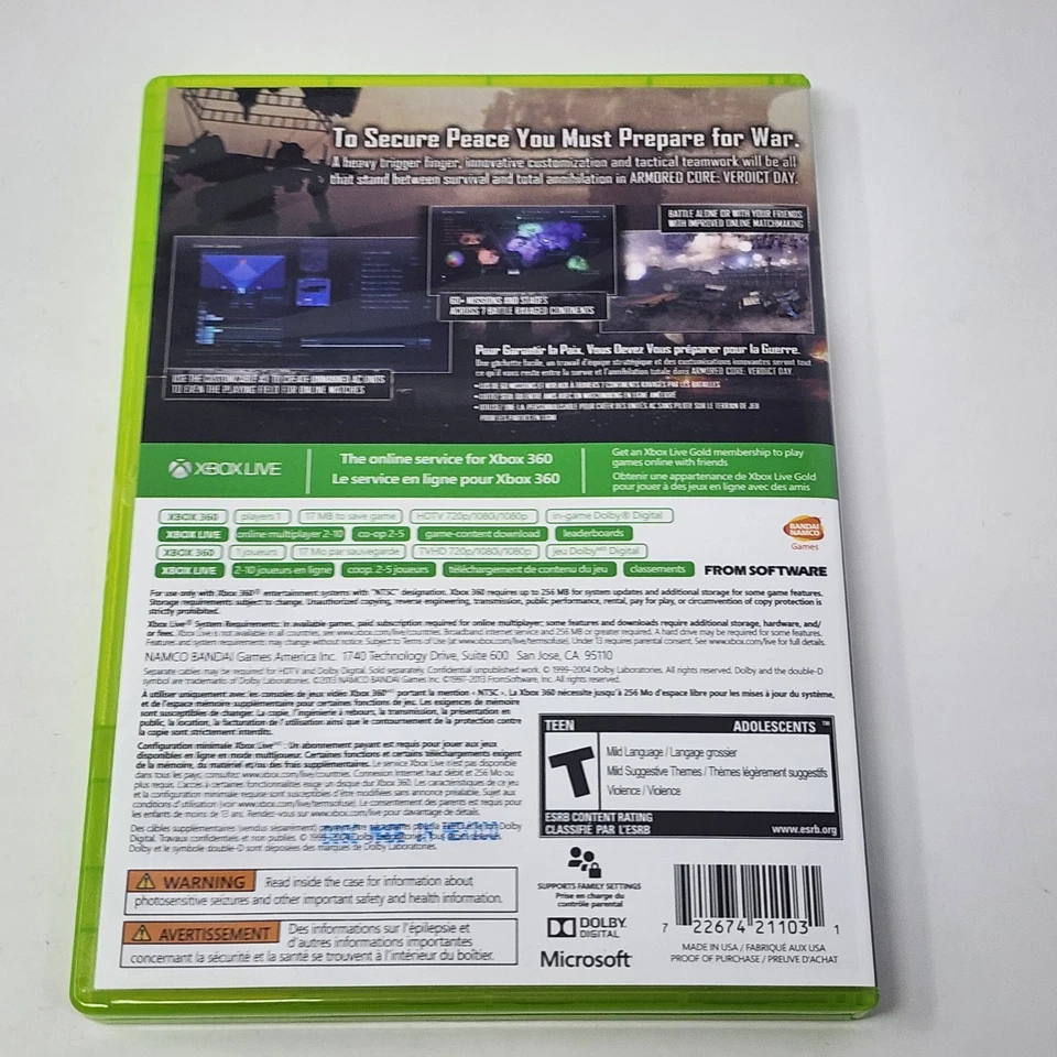 Armored Core: Verdict Day  (Xbox 360) TESTED - Image 2 of 4