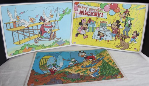 Lot of 3 Vintage 1978 Walt Disney Pepsi Cola Mickey Mouse Laminated Placemats