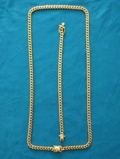 6mm Mens Cuban Miami Link Bracelet & Chain Set 14k Gold Plated Stainless Steel