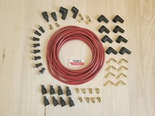 7mm 180 Rajah Ends Cloth Covered Spark Plug Wire Kit Vintage Wires V8 Red Black 7mm 180 Rajah Ends Cloth Covered Spark Plug Wire Kit Vintage Wires V8 Red Black