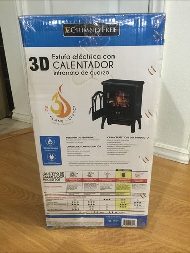 Chimney Free 3D Electric Stove with Infrared Quartz Heater and Glass Door - New - Picture 8 of 16