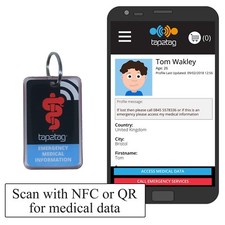 Tap2Tag Medical Alert Key Fob, Scan with NFC or QR