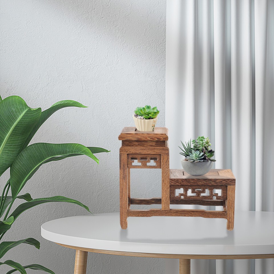 Plant Display Rack Bonsai Holder Retro Wood Plant Pot Rack Potted