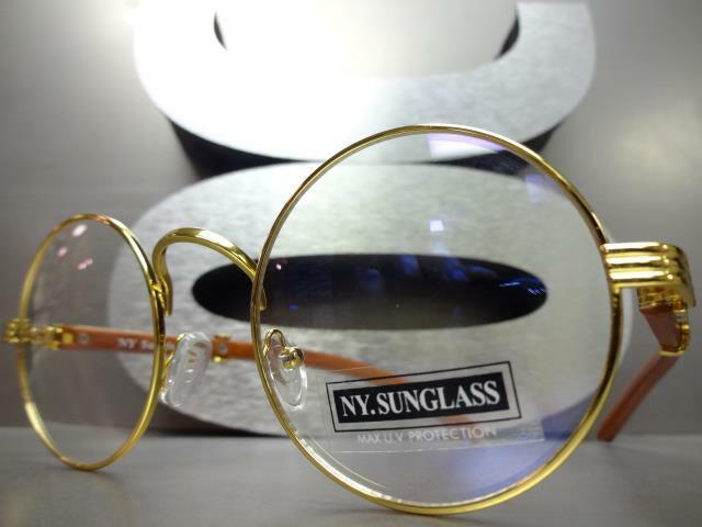 Gold Rimless Glasses Faux Wood Classy Retro Style Eyeglasses - Rimless Gold Frame With Faux Wood Temples, Clear Lens (Fashion, Non-RX) Retro Rimless - Foto 3