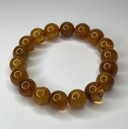 Genuine BALTIC AMBER Bracelet.EGG YOLK Amber Beads Bracelet.VINTAGE Amber COLOR.