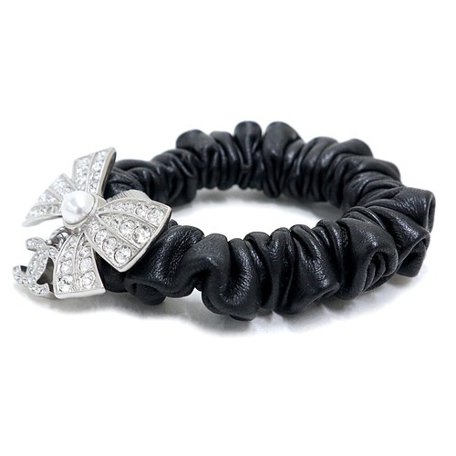 CHANEL CC Logo Scrunchie Accessoire Cheveux Peau économies d'Agneau, Noir