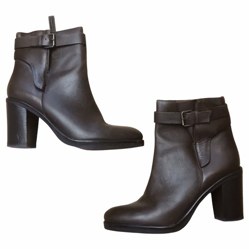 Buckle Heeled Brown Ankle Boots Size 