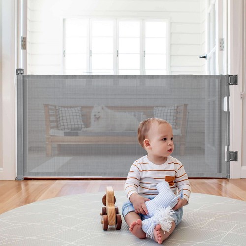 Baby Safety Gate Retractable Door Extra Wide Pet Dog Indoor Outdoor Stair Guard - Picture 12 of 26