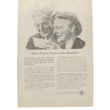 Vintage 1950 Bell Telephone System Pension Checks Ad Advertisement