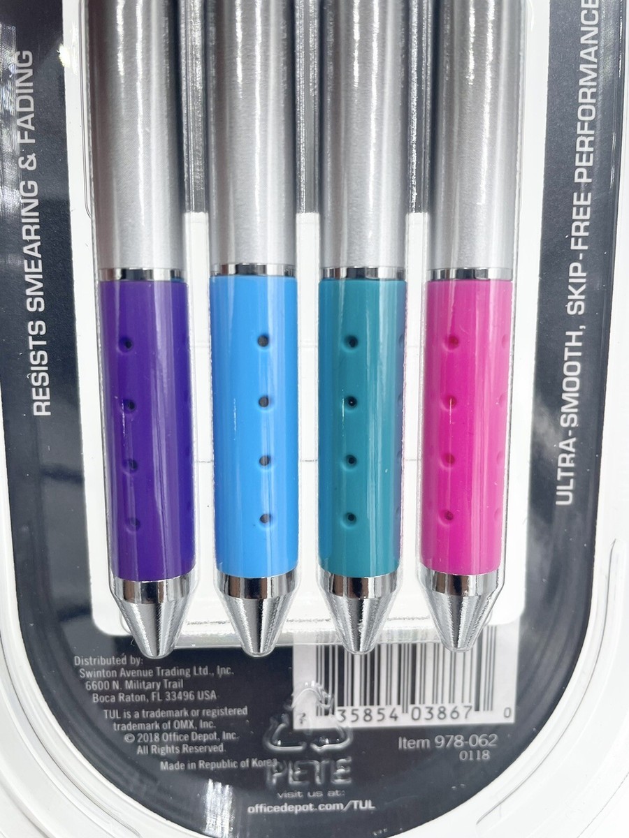TUL GL Series Retractable Gel Pens Fine Point 0.5 mm Silver Barrel