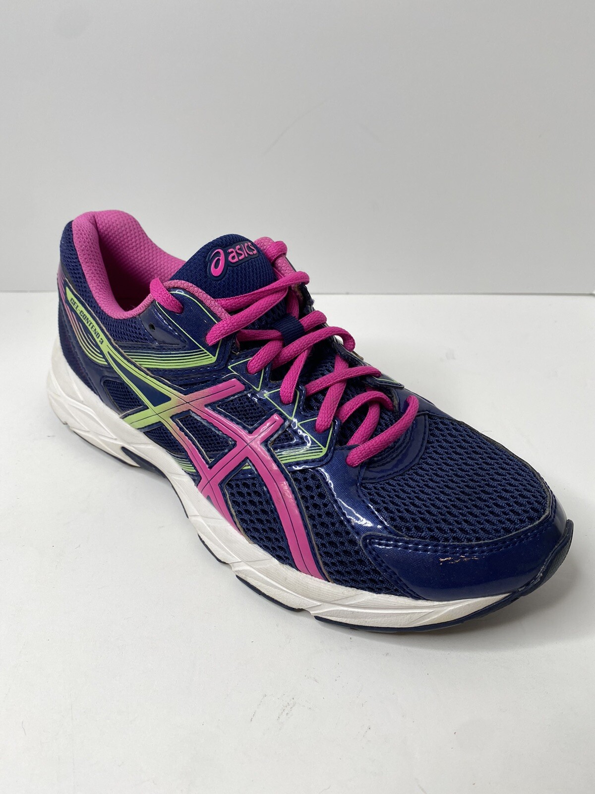 ASICS Gel Contend T5F9Q Womens Running Shoes Navy/Pink/Lime Size