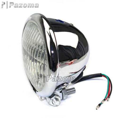 Retro 4.5" Bates Style Headlight Head Lamp For Harley Bobber Chopper Softail - Picture 2 of 9