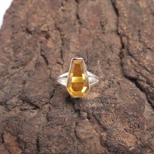 Citrine Gemstone 925 Sterling Silver Ring Handmade Jewelry Ring Gift For Wife