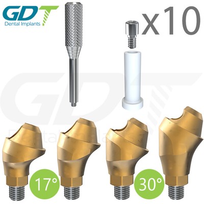 10 Angled Multi Unit + Plastic Sleeve Set 17°/30° Conical RP Dental System
