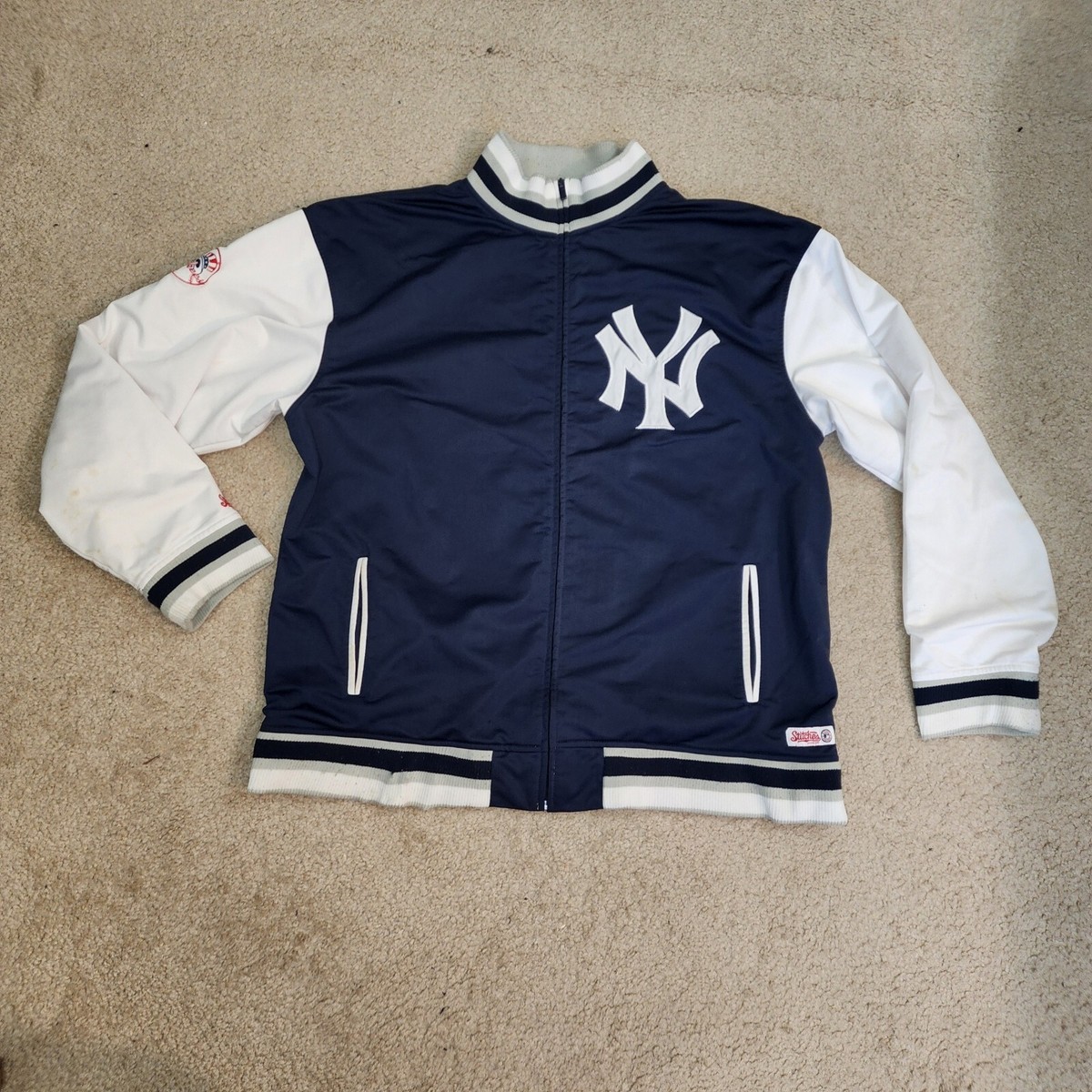 New York Yankees Jacket Mens XL Blue Varsity Letter Bomber
