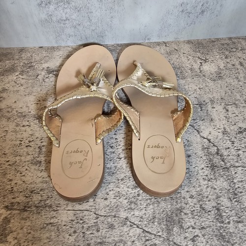 JACK ROGERS Alana White & Gold Tassels Jelly FlipFlops Thong Sandals Wms Sz 5 US - Picture 3 of 6