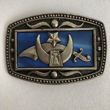Masonic Mason Freemasons Metal Belt Buckle Made In USA CII New York Shriners