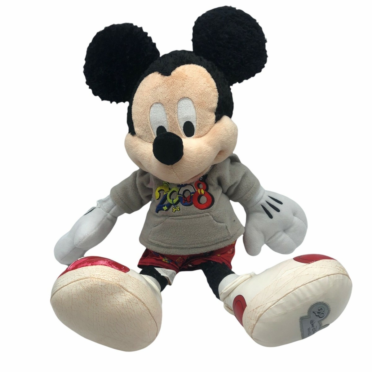 Walt Disney World Mickey Mouse plush 2008 gray hoodie 18