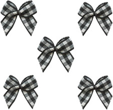 50Pcs Mini Gingham Ribbon Bows Checkered Ribbon Flowers Plaid Ribbon Bow Appliqu