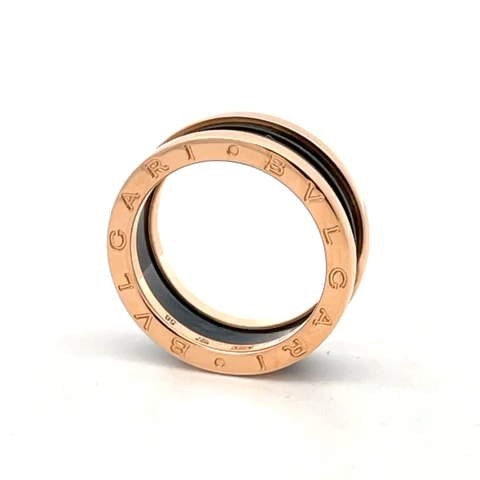 Bvlgari 18k B Zero1 Black Ceramic Rose Gold Band Ring Box Card | eBay
