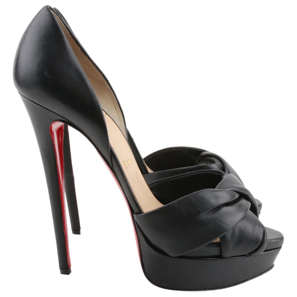 CHRISTIAN LOUBOUTIN VOLPI 150 NAPPA Leather BLACK 38.5 Paris