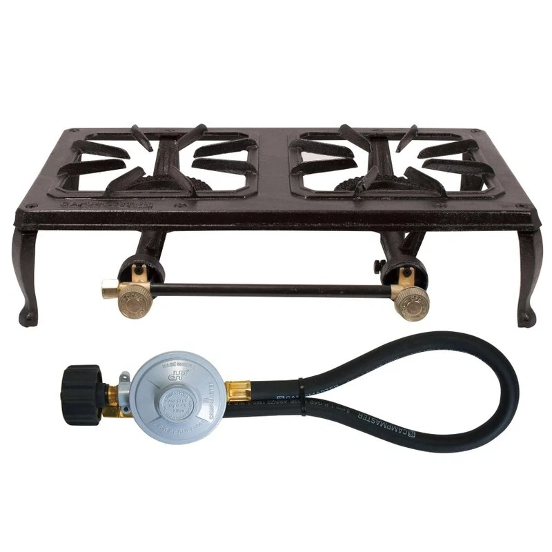 Double 2 Burner Country Cooker Cast Iron LPG Gas Camp Stove with Hose Regulator
Opens in a new windo