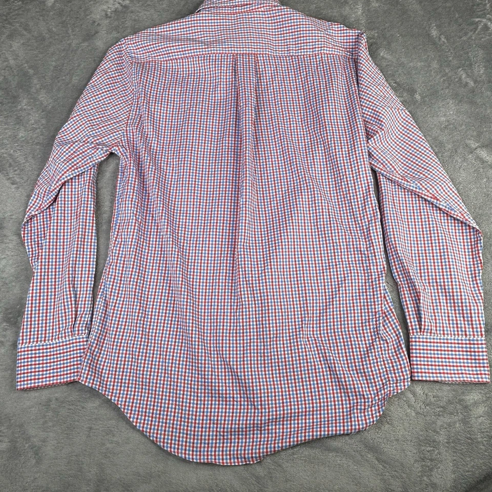 Vineyard Vines Shirt Men's Small Slim Fit Whale Red Blue Check Performance Nylon - Image 4 of 4