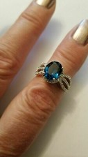 3Ct Oval Cut Simulated London Blue Topaz Wedding Ring In 14K Yellow Gold Plated