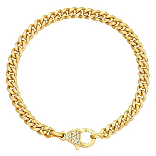 0.10CTW Real Diamond 14K Real Gold Yellow 5.3mm Cuban Bracelet 7.5" - Picture 2 of 7