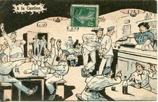 POSTCARD / FANTASY / MILITARY HUMOR / AT THE CANTEEN