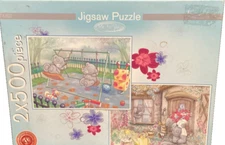 M&S 2 X 500pc Me to You Tatty Teddy, Swings and Flowers, 2011 jigsaw puzzle Rare
