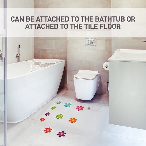 10PCS Strisce di Sicurezza Bagno Forma Fiore Decalcomanie Bagno Adesivi Antiadesivi Nuovo - Foto 8 di 10