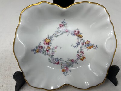 Malbec Limoges Porcelain Floral & Gold Rim White Bowl ~1800s Sevres Design