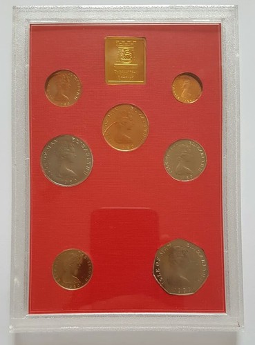 1980 Pobjoy Mint Isle of Man Diamond Finish 7 Seven Coin Set Sammlung mit COA - Bild 7 von 11