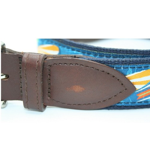 Belted Cow Co. Surfboards Golf Casual Belt Navy Cotton w/Leather Sz 36 (Fits 34) - Picture 2 of 8