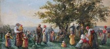 19th Century Hungarian Figurative Landscape Watercolour