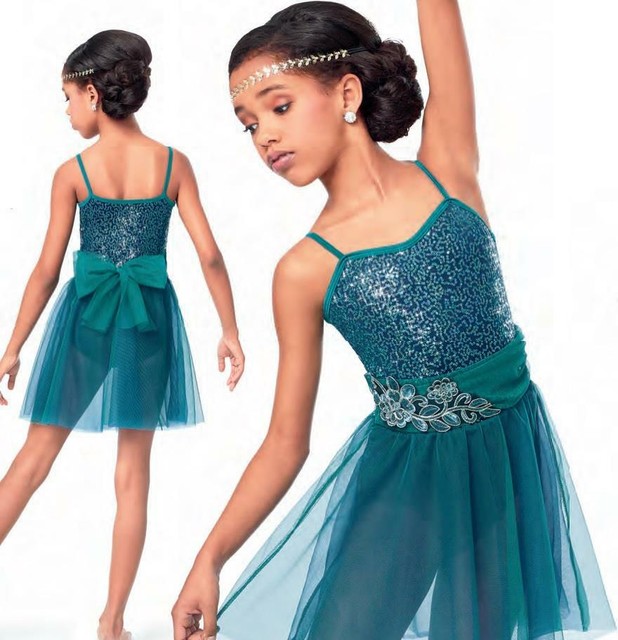 Dance Costume Medium Child Teal Gold Lyrical Ballet Contemporary