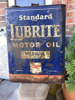 VINTAGE STANDARD MOBIL SOCONY VACUUM LUBRITE Motor Oil Can 2 GALLON ...